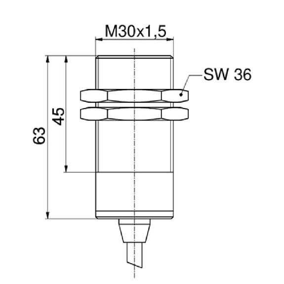 Int.de séc. magn. M30 P10mm 1NF+1NO, Inox, IP69, câble 2m-Lire la description