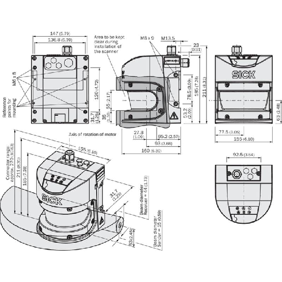 Scrutateur S3000 Remote P=7m, Angle 190°, 64 champs-Lire la description
