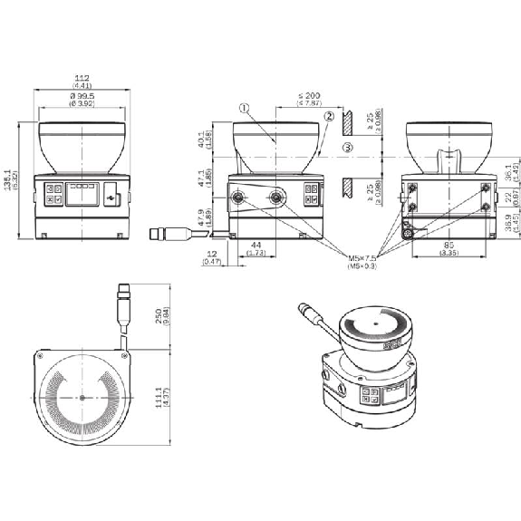 Scrutateur microScan3 Core I/O, P=4m, Angle 275°, 8 champs-Lire la description