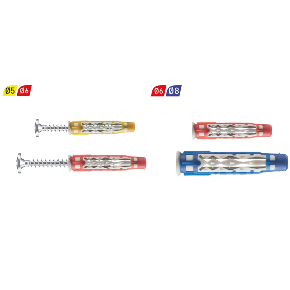 Bidon de 300 chevilles bi-matière COLORTECH 5x30 avec vis tête plate  - 565193-Lire la description