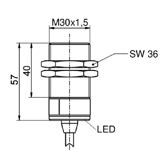Int.de séc. magn., M30 Reed P10mm 2NF métal avec LED, câble 10m-Lire la description