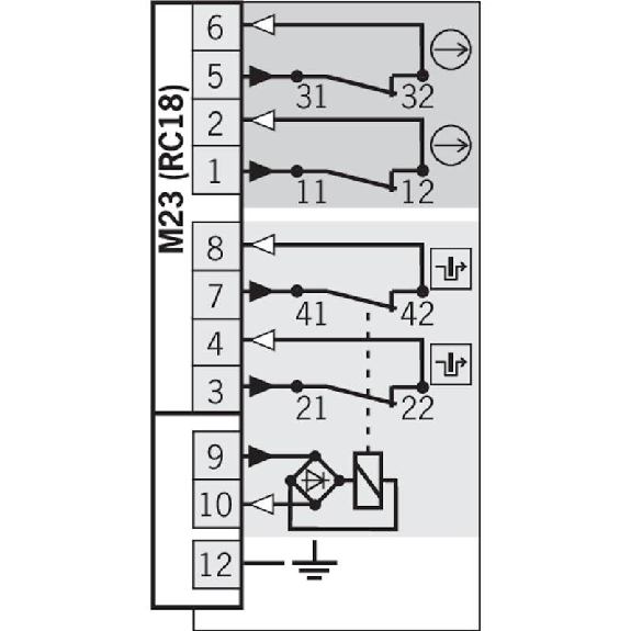 Int.de séc. Verr. méca./Déverr. 24Vac/dc 2O+2O (action lente), RC18 Int.de séc. Verr. méca./Déverr. 24Vac/dc 2O+2O (action lente), RC18-Lire la description