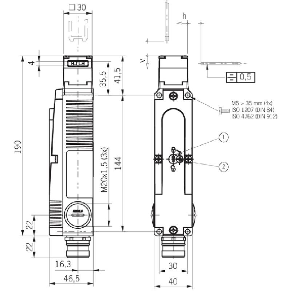 Int.de séc. Verr. méca./Déverr. 24Vac/dc 2O+2O (action lente), RC18 Int.de séc. Verr. méca./Déverr. 24Vac/dc 2O+2O (action lente), RC18-Lire la description