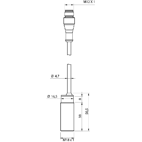 Inclination sensor, 1-axes, 360°, RS485 + Analogue, M12 pigtail Inclination sensor, 1-axes, 360°, RS485 + Analogue, M12 pigtail-Lire la description