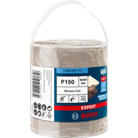 Bosch EXPERT M480 Schleifnetzrolle, 93 mm, 5 m, K 150. Fr Handschleifen-Beschreibung lesen