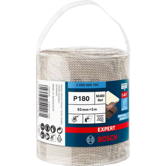 Bosch EXPERT M480 Schleifnetzrolle, 93 mm, 5 m, K 180. Fr Handschleifen-Beschreibung lesen