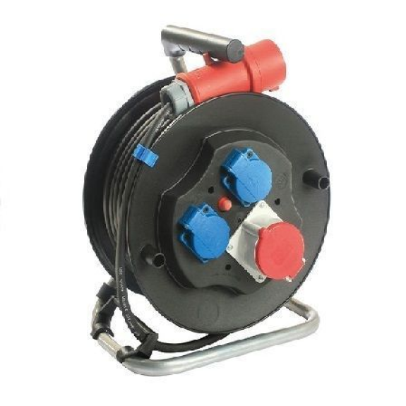 Enrouleur électrique HO7RN-F 20m 5G2.5mm² 400V 3 prises-Lire la description