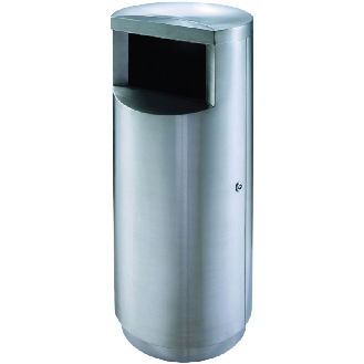 Corbeille ronde avec porte 49 L en inox-Lire la description