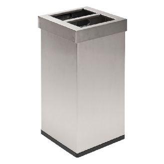 Corbeille carro tri sélectif 2 x 25 L inox-Lire la description