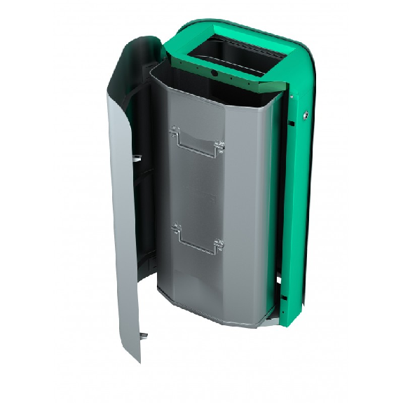 Cestino METROPOLE in acciaio zincato 2 x 50 lt - cestino interno-Leggi tutto