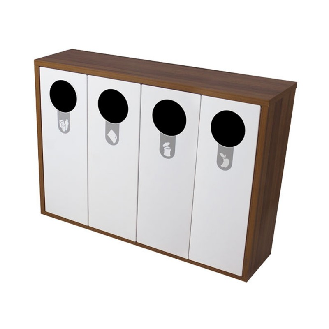 Corbeille Helsinki 160 L 4 flux de déchets + support sac-Lire la description