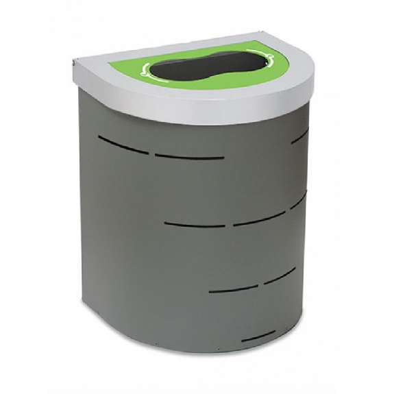 Cestino 1/2 tondo con portasacco da 65 lt e coperchio per raccolta differenziata-Leggi tutto
