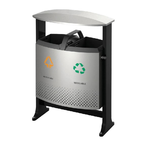 Outdoor-Recyclingbehälter 2 x 39 L aus Edelstahl Outdoor-Recyclingbehälter 2 x 39 L aus Edelstahl-Beschreibung lesen