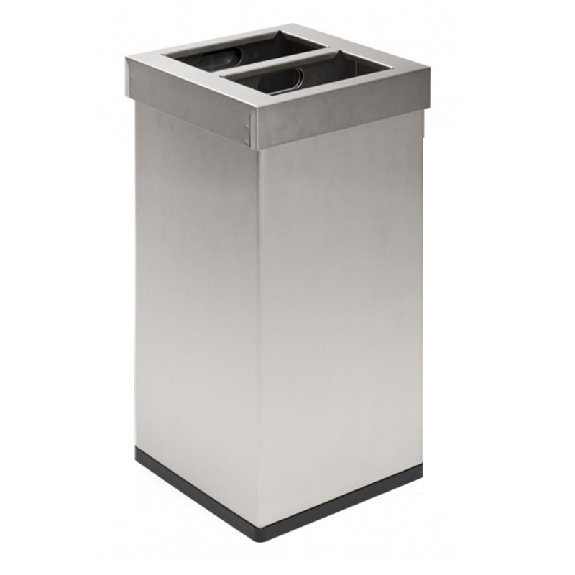 Corbeille carro tri sélectif 2 x 52 L inox Corbeille carro tri sélectif 2 x 52 L inox-Lire la description