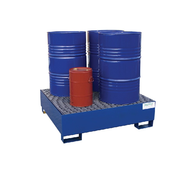 Palet de retención galvanizado de 440L para 4 bidones Palet de retención galvanizado de 440L para 4 bidones-Leer más
