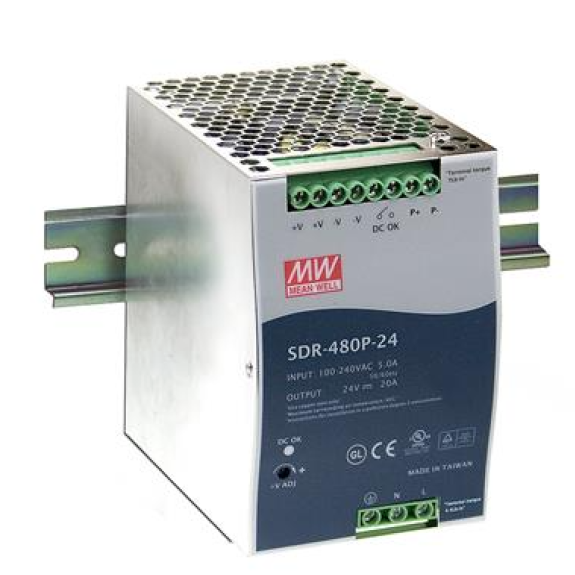 SDR-480P-24 Alimentation rail DIN AC/DC (PSU), ITE, ITE, 1 sortie, 480 W, 24 V, 20 A-Lire la description