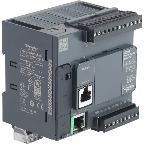 SPS-Steuerung, Modicon M221, Kompaktformat, 16 E/A, Ethernet, Modbus, 100 bis 240 VAC-Beschreibung lesen