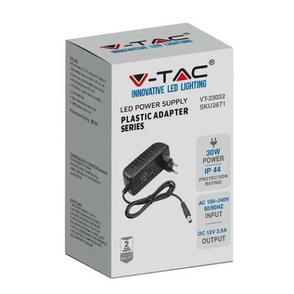 VT-23032 Alimentatore switching stabilizzato 30W 12V 2.5A jack 2.1mm Plug&play - SKU 2671-Leggi tutto