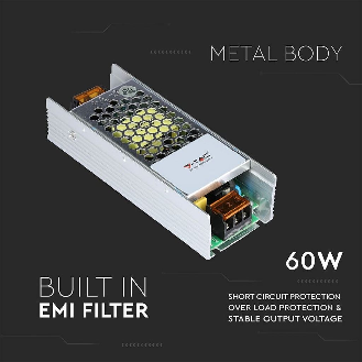VT-24061 Alimentatore SLIM in metallo 60W 24V 2.5A IP20 con morsetti a vite - SKU 3261-Leggi tutto
