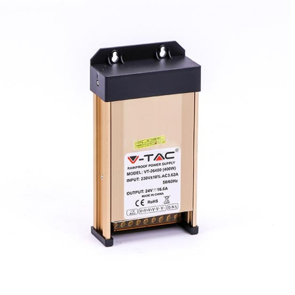 VT-26400 Alimentatore SLIM in metallo 400W 24V 16.6A IP45 3 uscite con morsetti a vite - SKU 3265-Leggi tutto