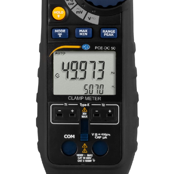 PCE Instruments Strommesszange PCE-DC 50 mit zwei Typ-K Eingängen |Strommessung bis 1000 A |Spannungsmessung bis 600 V-Beschreibung lesen
