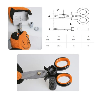 Forbici per elettricisti con profili a fresa graduata in acciaio inossidabile con custodia  1128BSX-Leggi tutto