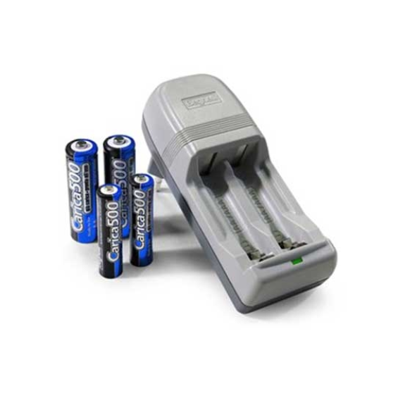 Kit caricatore elettronico e batterie ricaricabili pack 2pcs AA 1500mAh + 2pcs AAA 800mAh  Carica500-Leggi tutto