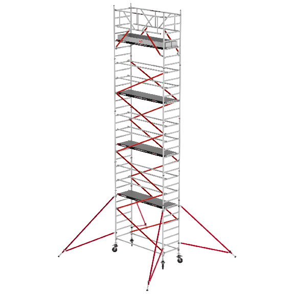 Échafaudage RS RS Tower 51 Plus en aluminium de 0,90 m de large Cadre avec plate-forme de pont à fibre 10,20m Ah 0,90x3,05m-Leer más