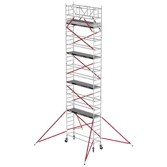 Échafaudage RS Aluminium RS Tower 51 avec plate-forme de pont à fibre 10,20m Ah étroit 0,75 x 1,85 m-Leer más