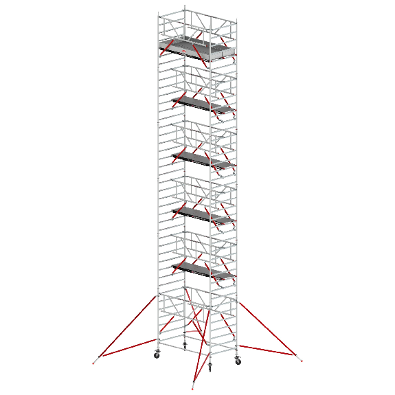 Échafaudage RS Aluminium RS Tower 52-S avec plate-forme rapide et à fibre de fibre 13,20m Ah 1,35x3,05m-Leer más