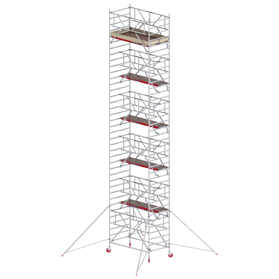 Échafaudage de conduite RS Tower 42-S en aluminium sûr rapide avec plate-forme en bois 12,20m Ah 1,35x2,45m-Leer más