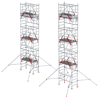 Altrex MiTower PLUS Fahrgerüst Safe-Quick2 Geländer 1-Person-Aufbau Aluminium mit breiter mit Holz Plattform 0,75x1,72m 8,20m AH-Beschreibung lesen