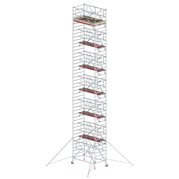 Échafaudage de conduite RS Tower 42-S en aluminium sûr rapide avec plate-forme en bois 14,20m Ah 1,35x1,85m-Leer más