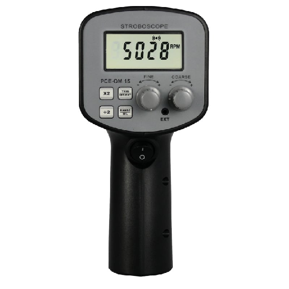 PCE Instruments Digital-Stroboskop PCE-OM 15 Messbereich optisch 50  30.000 FPM/RPM |Trigger-Eingang |mit Bereichswahl-Beschreibung lesen