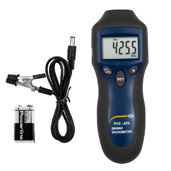 PCE Instruments KFZ-Drehzahltester  PCE-AT 5 |Drehzahlmessgerät für Zwei- und Viertaktmotoren-Beschreibung lesen