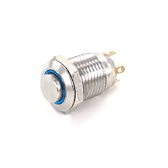 Bouton Poussoir dia.12 Inox, Cs Tche Dépass Cour Bleu 2,5V-Lire la description