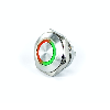 Bouton Poussoir Inox profil court dia.16mm contact NO Momentané Couronne Lumineuse Rouge/Vert 3V