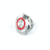 Bouton Poussoir Inox profil court dia.16mm contact NO Momentané Couronne Lumineuse Rouge 3V