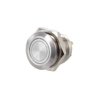 SOAV116EJSW<BR>Bouton Poussoir dia16 Inox NO Momen Tche Ras Cour Blanche-Lire la description