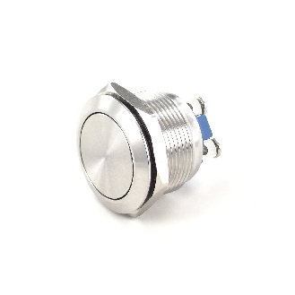 SOAV122F0S00<BR>Bouton Poussoir inox dia22, NO, MOM passe fils, tche rasante-Lire la description