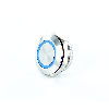 Bouton Poussoir Inox profil court dia.19mm contact NO Momentané Couronne Lumineuse Bleu 12V