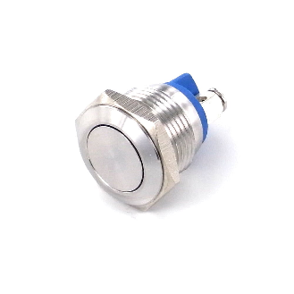 SOAV116F0S00<BR>Bouton Poussoir inox dia16, no, passe fils, tche rasante-Lire la description