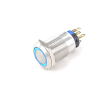 Bouton Poussoir inox 19mm 1no1nc couronne lumin bleu 12v