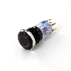 Bouton Poussoir dia.16 alu noir NONC Maintenu, Tche Ras Couronne Rouge 12V