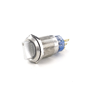 Commut. rotatif dia.19, Inox, 2Pos Main, cour. rouge 24V-Lire la description