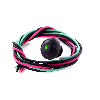 Bouton Poussoir miniature dia.13.6 PA66 noir, NO, MOM, sortie fils 500mm, led Vert