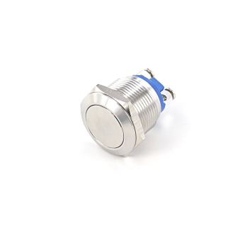 Bouton Poussoir inox dia19, no, passe fils, tche rasante-Lire la description