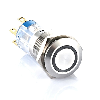 Bouton Poussoir dia16 Laiton Nickel NONC Moment Tche ras. Couronne Lumin Verte 6V