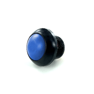 Bouton Poussoir miniature dia.13.6 Zamac noir, NO, moment, cosses, touche bleue-Lire la description