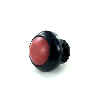 Bouton Poussoir miniature dia.13.6 Zamac noir, NO, moment, cosses, touche rouge-Lire la description
